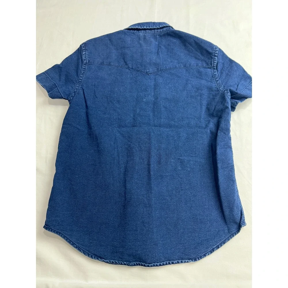 Polo Ralph‎ Lauren Western Denim Shirt Kids 6 Blue Short Sleeve Pearl Snap PA51